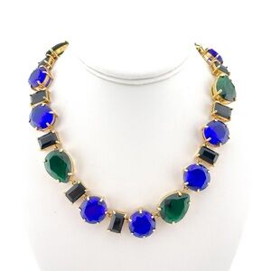 J.Crew Necklace with Blue and Green Accent Faux Gemstones in Geometric Shapes